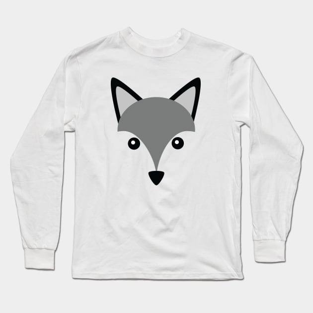 Cute Little Husky Dog Wolf Head Logo Illustration Long Sleeve T-Shirt by Squeeb Creative